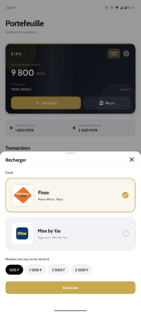 Payer avec Flooz et Mixx sur SIRA
